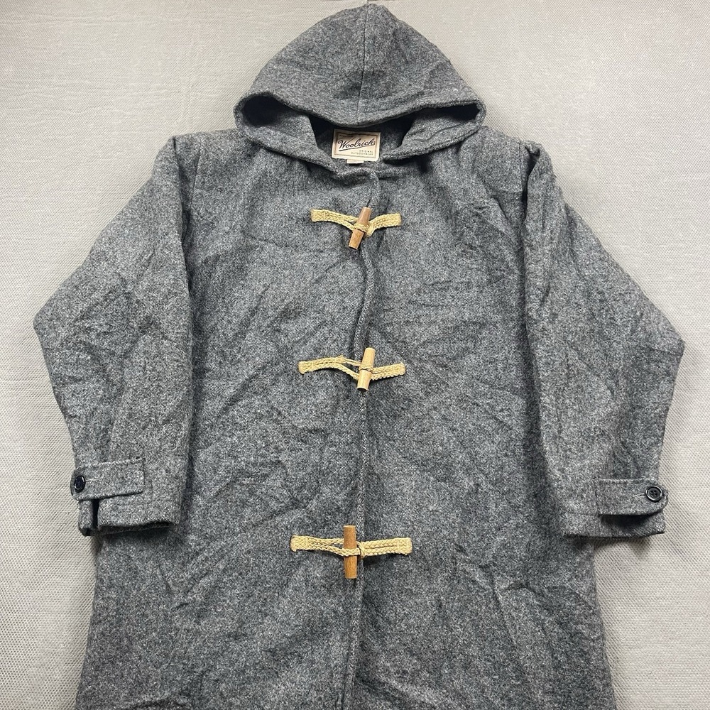 Vintage Woolrich Toggle Duffle Coat Jacket Womens‎ Medium Parka Gray Wool Long